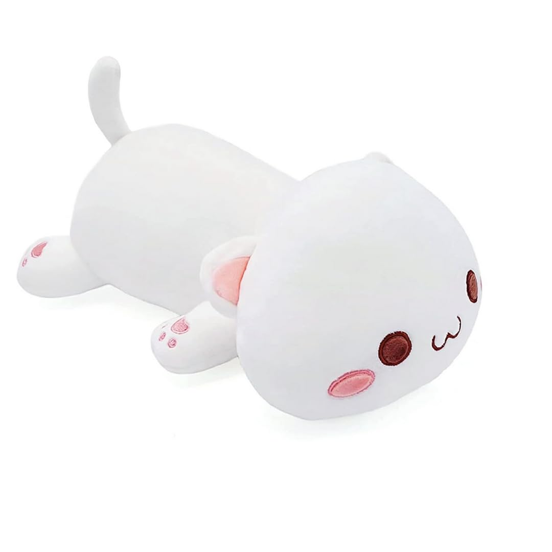 SLEEPY WHITE CAT PLUSH TOY