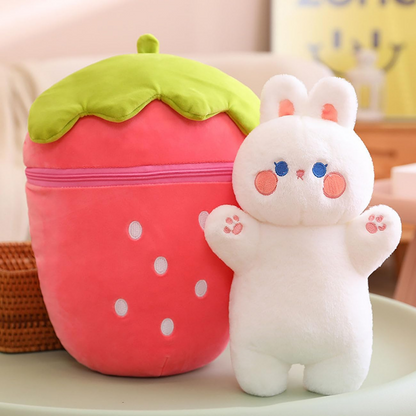 Strawberry Carrot Rabbit Plush - Bunny Inside Strawberry and Carrot