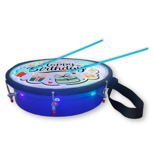 11.5 Inch - Blue - Plastic  - Happy Birthday Lighting Drum - Sensor Based - Single Side