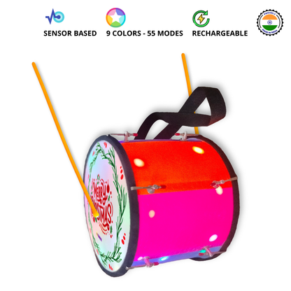 11.5 Inch - Multicolor - Plastic  - Christmas Lighting Drum - Sensor Based - Double Side