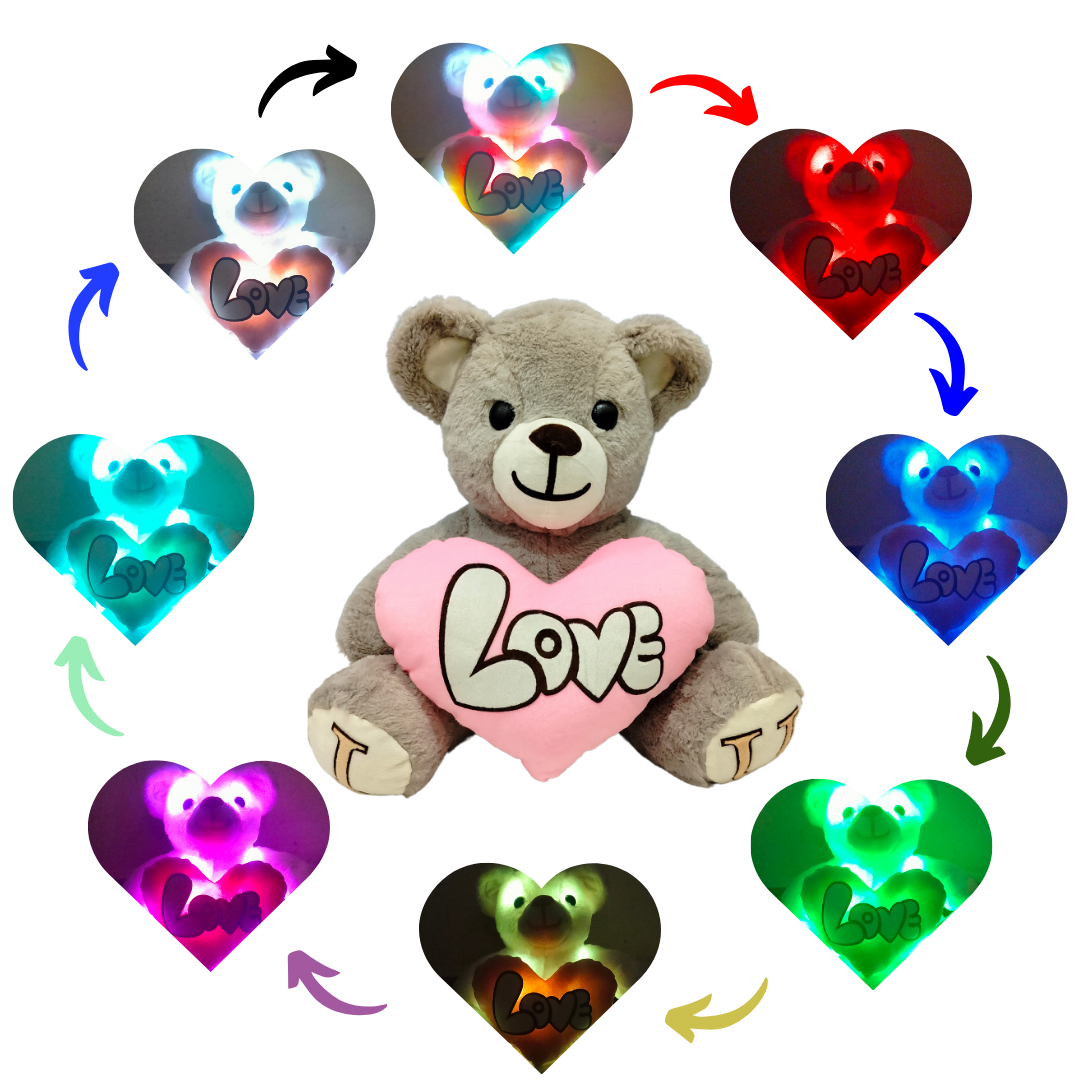 Light Grey Skin Color - I Love You Teddy Bear - Love Bear