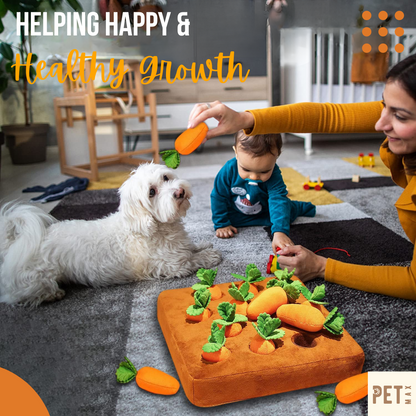 PETMAX Pet Snuffle Mat for Dogs, Stuffed Carrot Plush Feeding Snuffle Mat, Enrichment Pet Foraging mat for Smell Training and Slow Eating, Stress Relief, Dog Puzzle Toys for Small Medium Dogs