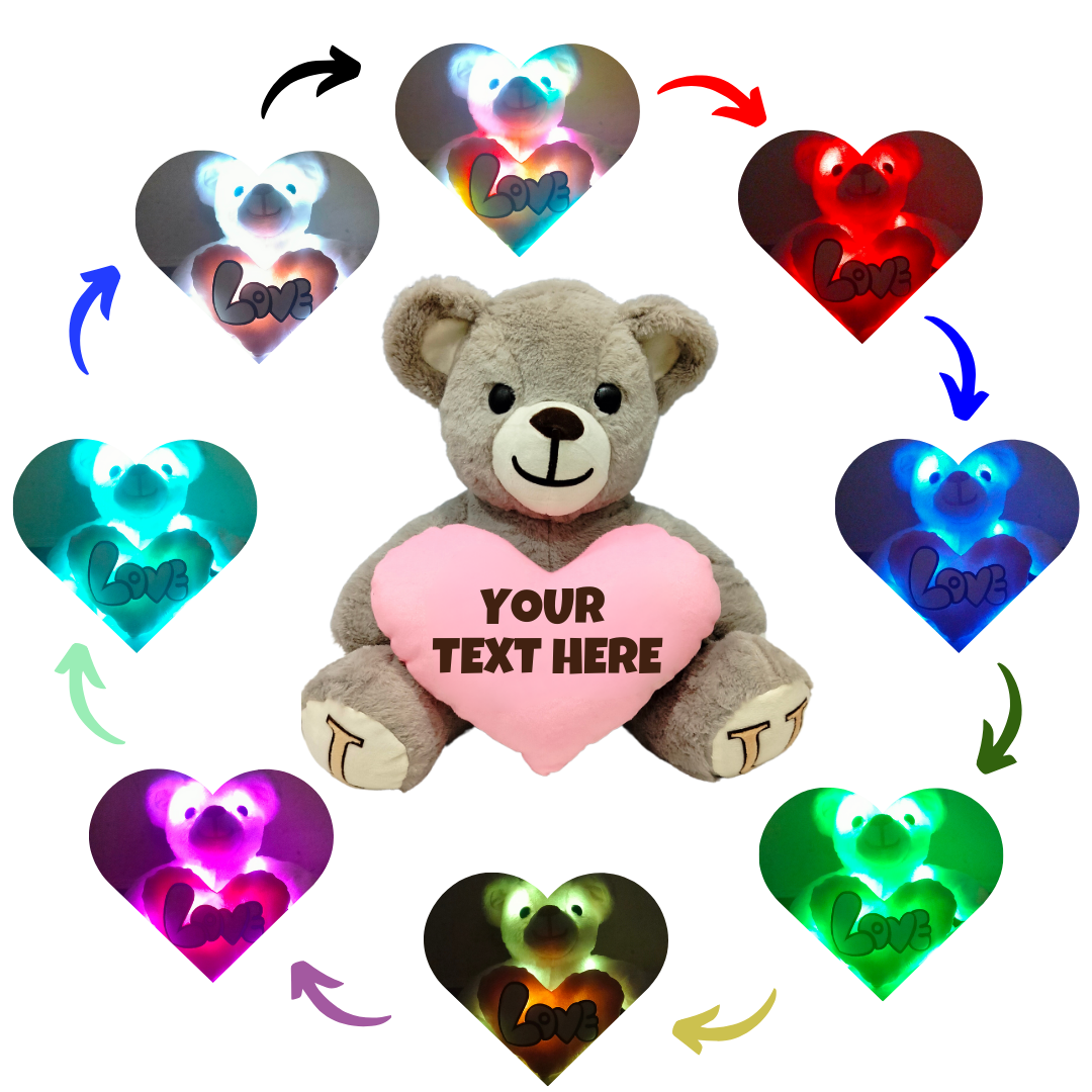 Light Grey Skin Color - I Love You Teddy Bear - Love Bear