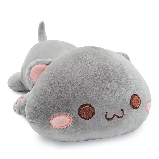 SLEEPY GREY CAT PLUSH TOY