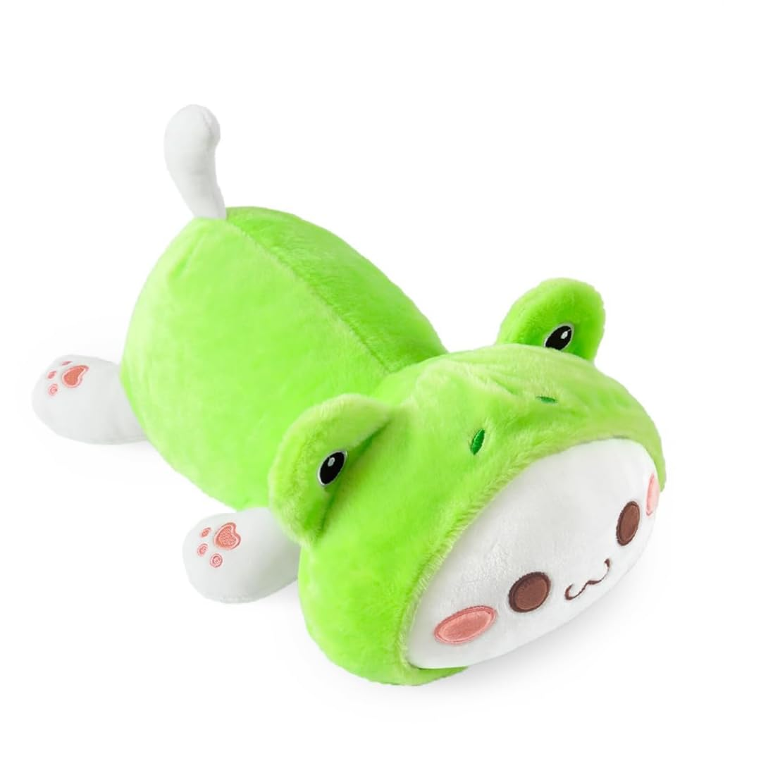 SLEEPY GREEN FROG CAT PLUSH TOY