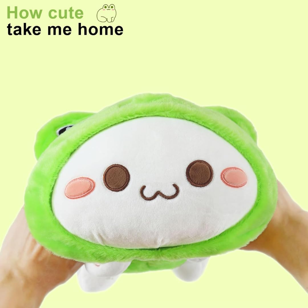 SLEEPY GREEN FROG CAT PLUSH TOY