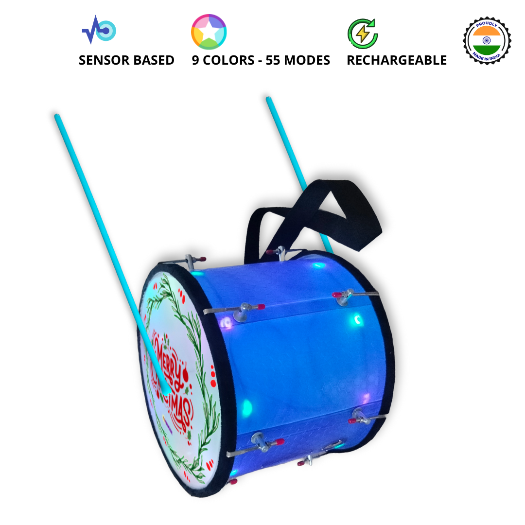 11.5 Inch - Blue - Christmas Lighting Drum - Sensor Based - Double Side