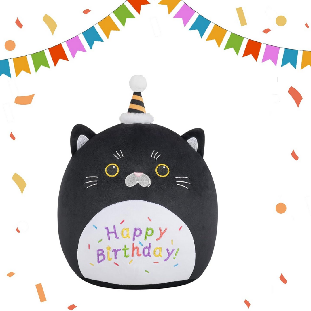 Happy Birthday Black Cat Plush