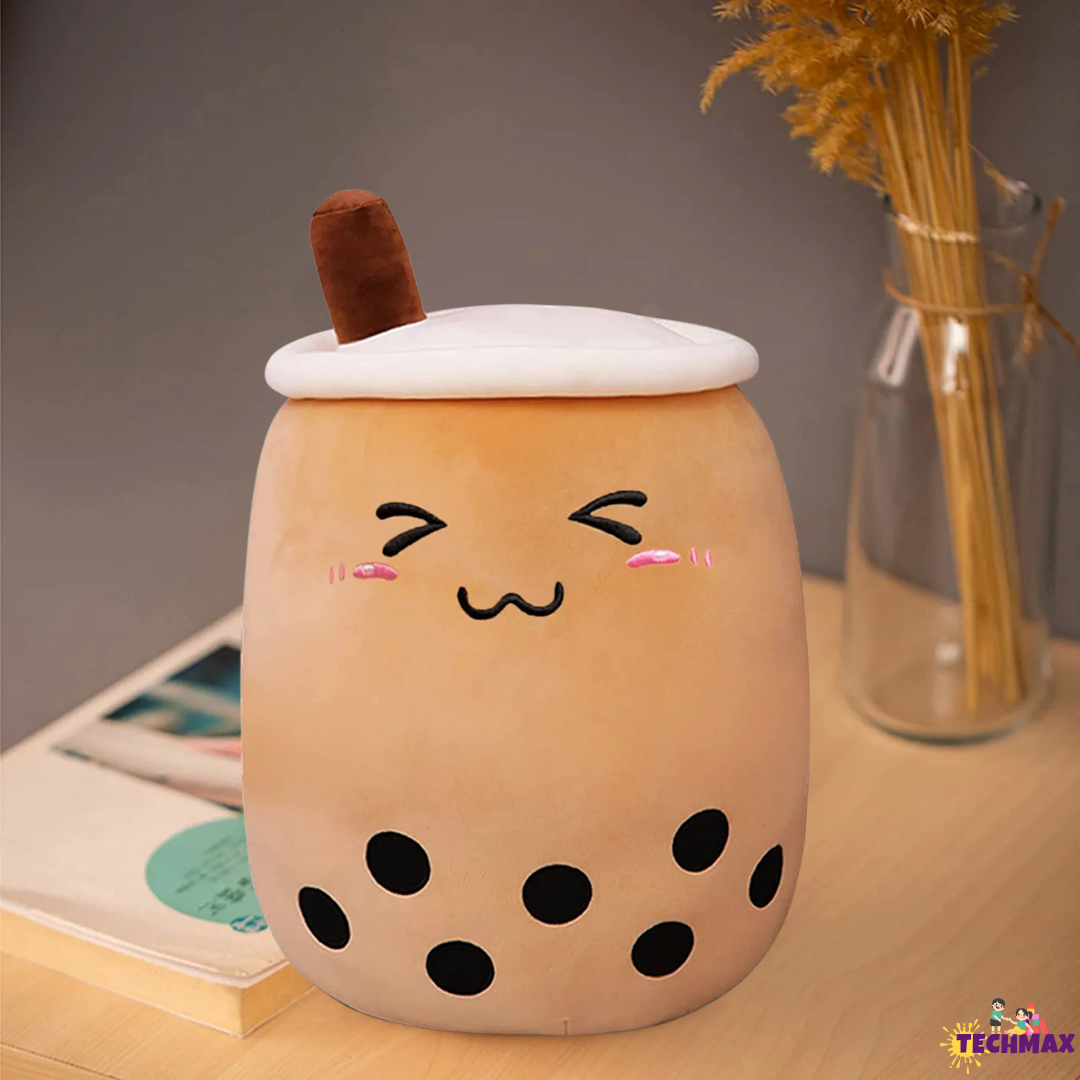 BROWN CLOSE EYE BOBA TEA PLUSH