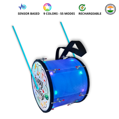 11.5 Inch - Blue - Happy Birthday Lighting Drum - Sensor Based - Double Side