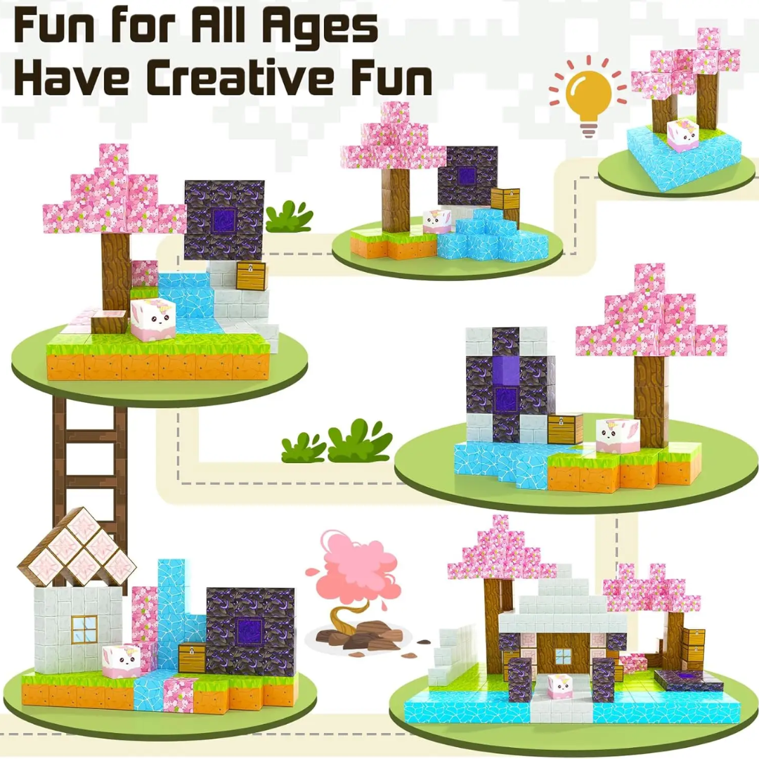 Magnetic Building Blocks- Cherry Blossom Theme