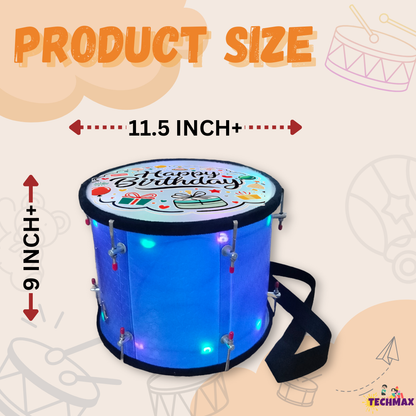 11.5 Inch - Blue - Happy Birthday Lighting Drum - Sensor Based - Double Side