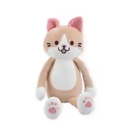 BROWN WHITE LONG HAND LEG CAT PLUSH TOY
