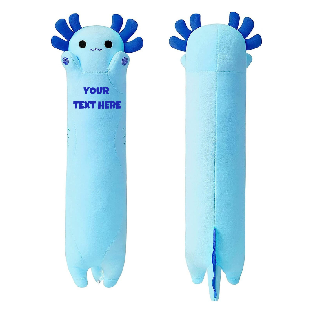 Blue Axolotl Long Plush Pillow