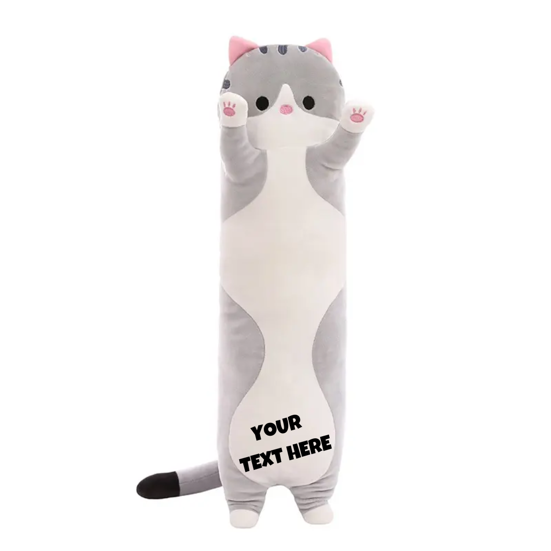 Grey Long Cat Plush Pillow