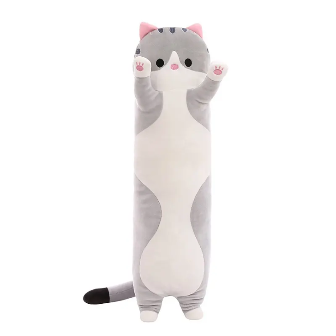 Grey Long Cat Plush Pillow