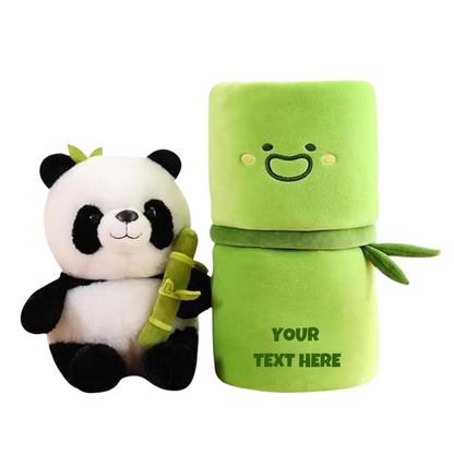 Cute Panda with Bamboo Plush Doll Soft Panda Stuffed Bear Plush Hugging Pillow for Kids Birthday