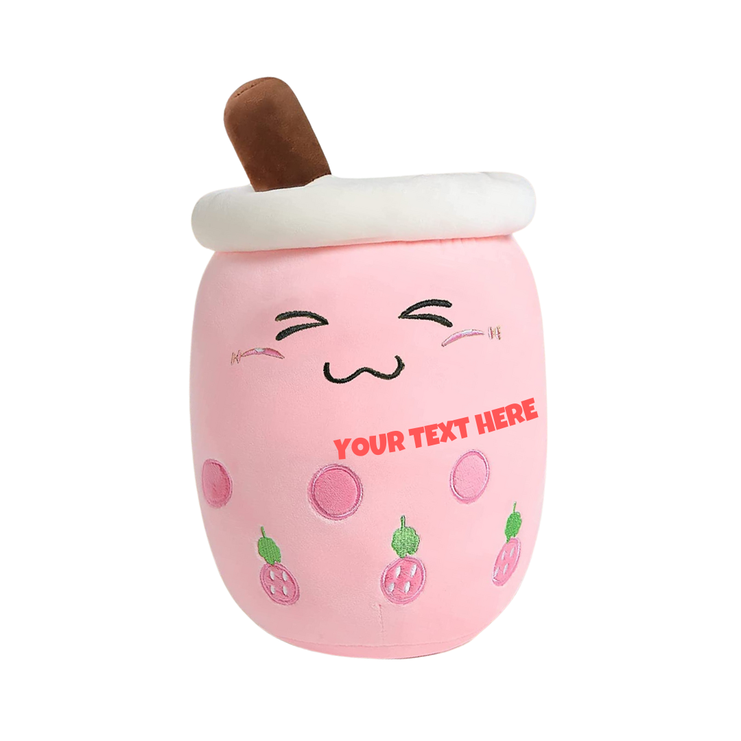 PINK CLOSE EYE BOBA TEA PLUSH