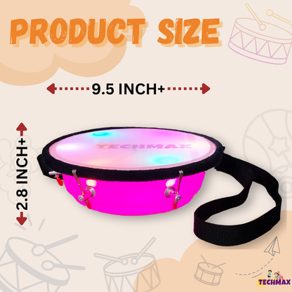 9Inch - Pink - Plastic  - Lighting Dholak Tasha - Sensor Based - Single Side