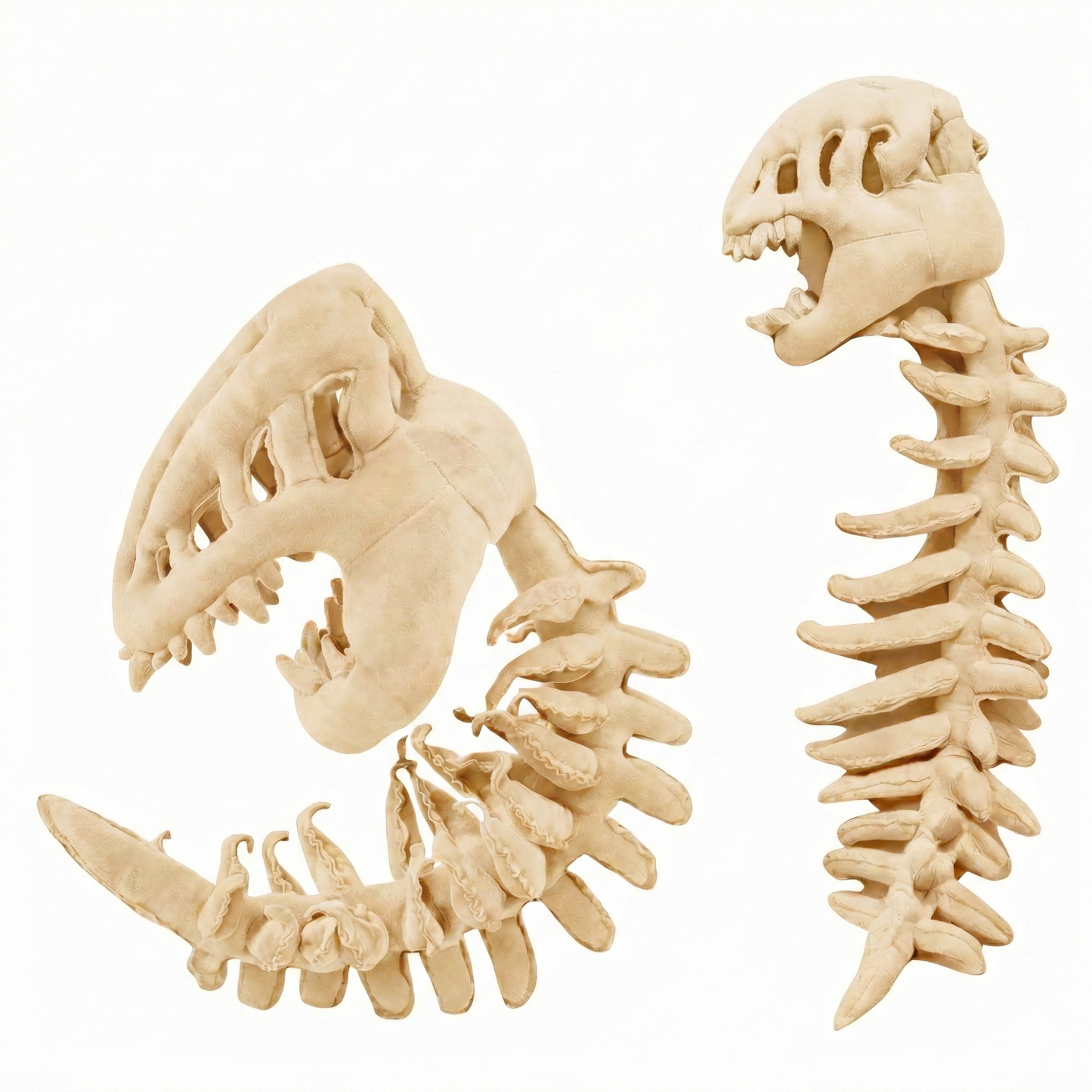 TechMax Solution Cream Dinosaur Skeleton Plush - Flexible Bone-White T-Rex Fossil Stuffed Animal, Wearable Dino Hat & Neck Pillow