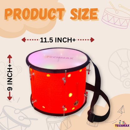 11.5 Inch - Orange - Plastic - Lighting Dholak Tasha - Sensor Based - Double Side