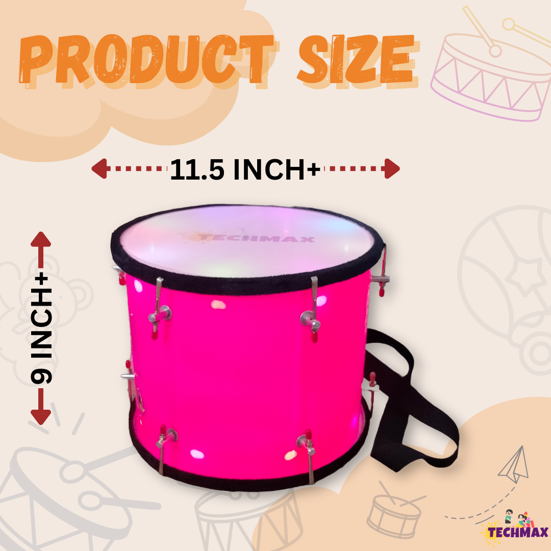 11.5 Inch - Pink - Plastic - Lighting Dholak Tasha - Sensor Based - Double Side